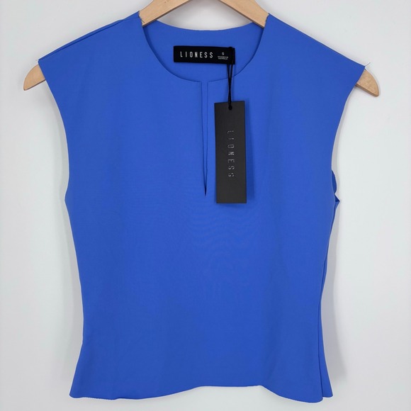 Lioness Tops - Lioness Tribeca Top Persian Jewel Blue Sleeveless Keyhole Tank Womens S NEW